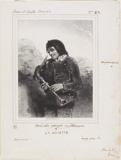 La Musette (Il suonatore di cornamusa), 1844 da Paul Gavarni